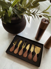 Load image into Gallery viewer, Gold and Walnut Cheese Knifes